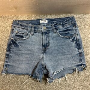 Kensie Distressed Mid-Blue Denim Cutoff Shorts